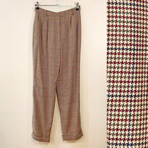 NEW Vintage 100% Wool Houndstooth Pleated Trouser tag 10, 6/S fit